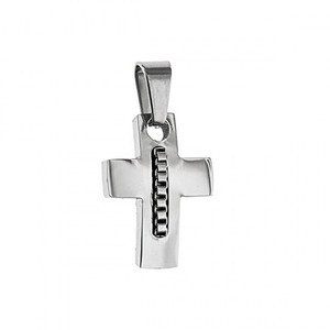 Ανδρικός σταυρός με αλυσίδα ατσάλι 316 L ασημί Art 01154